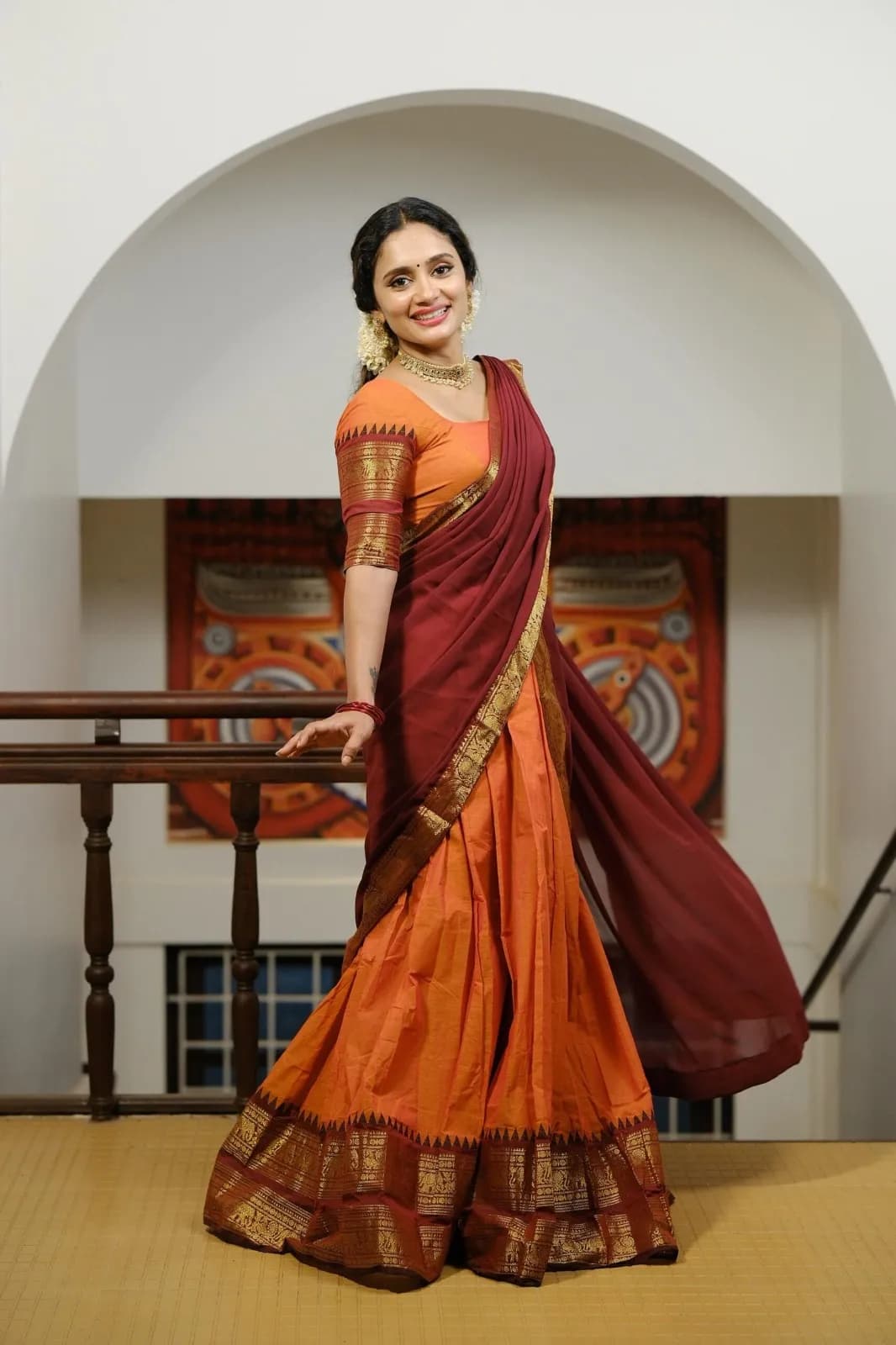 🌺 Kanjivaram Style Zari Weave Half Saree Set